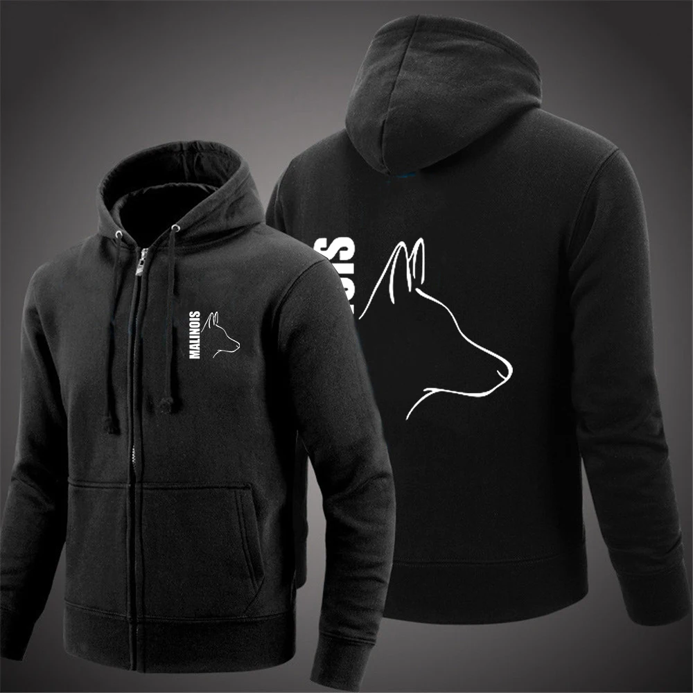 

Silly Dog Belgian Malinois 2023 Men’s New Spring And Autumn Fashion Casual Hoodie Zipper Up Sweatshirt Long Sleeve Top Clothing