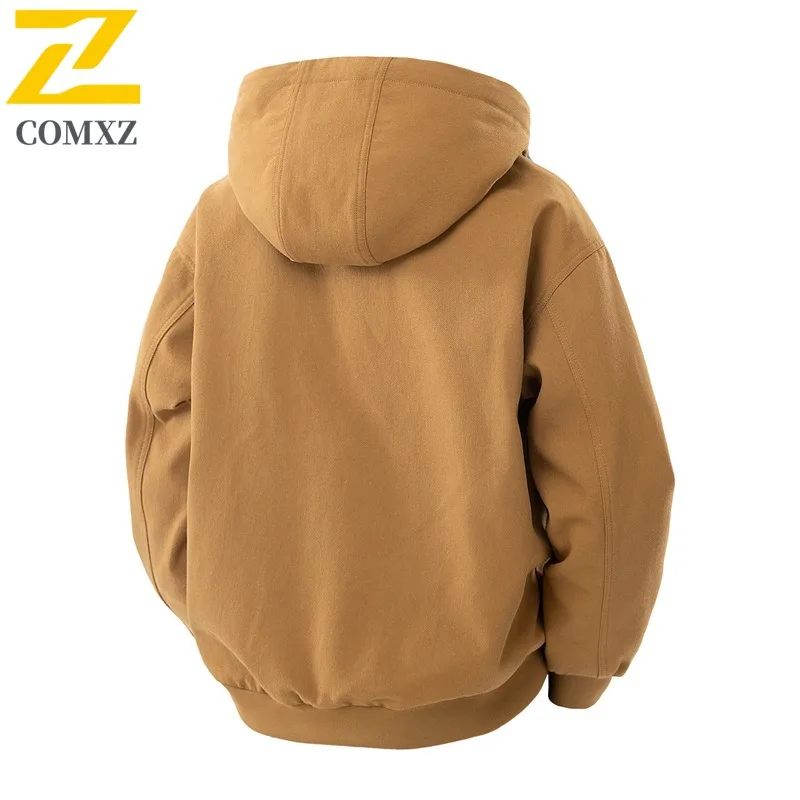 سترة COMXZ للرجال 2025 معاطف مريحة لتسلق الجبال في الهواء الطلق بلون سادة ملابس للتخييم مقاومة للرياح للربيع والخريف