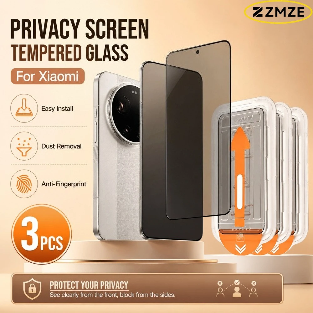

3 Pcs Anti Spy Tempered Glass Films For Xiaomi 17 Pro Max 17 Max 17T 15 14 13 Pro 15 14 13 17 Ultra 13 Lite 14 Civi 1S Dust Free