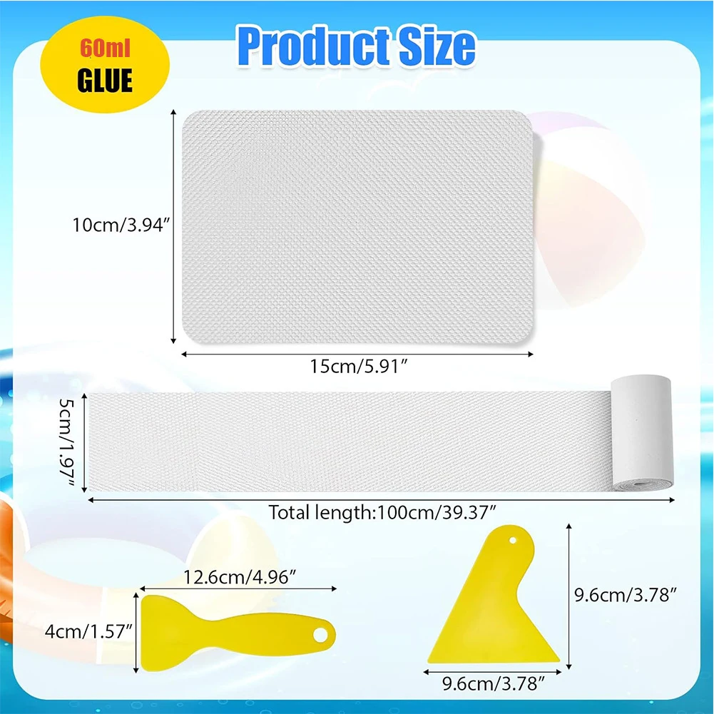 5Pcs/Set Kayak Patches with Glue PVC Inflatable Boat Patches Waterproof Air Beds Repair Patches for Swimming Pools Canoe