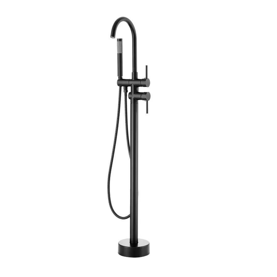 

Freestanding Bathtub Faucet Floor Mount Freestanding Tub Filler Shower Mixer Taps Two Water Modes 360° Swivel Spout for Bathin