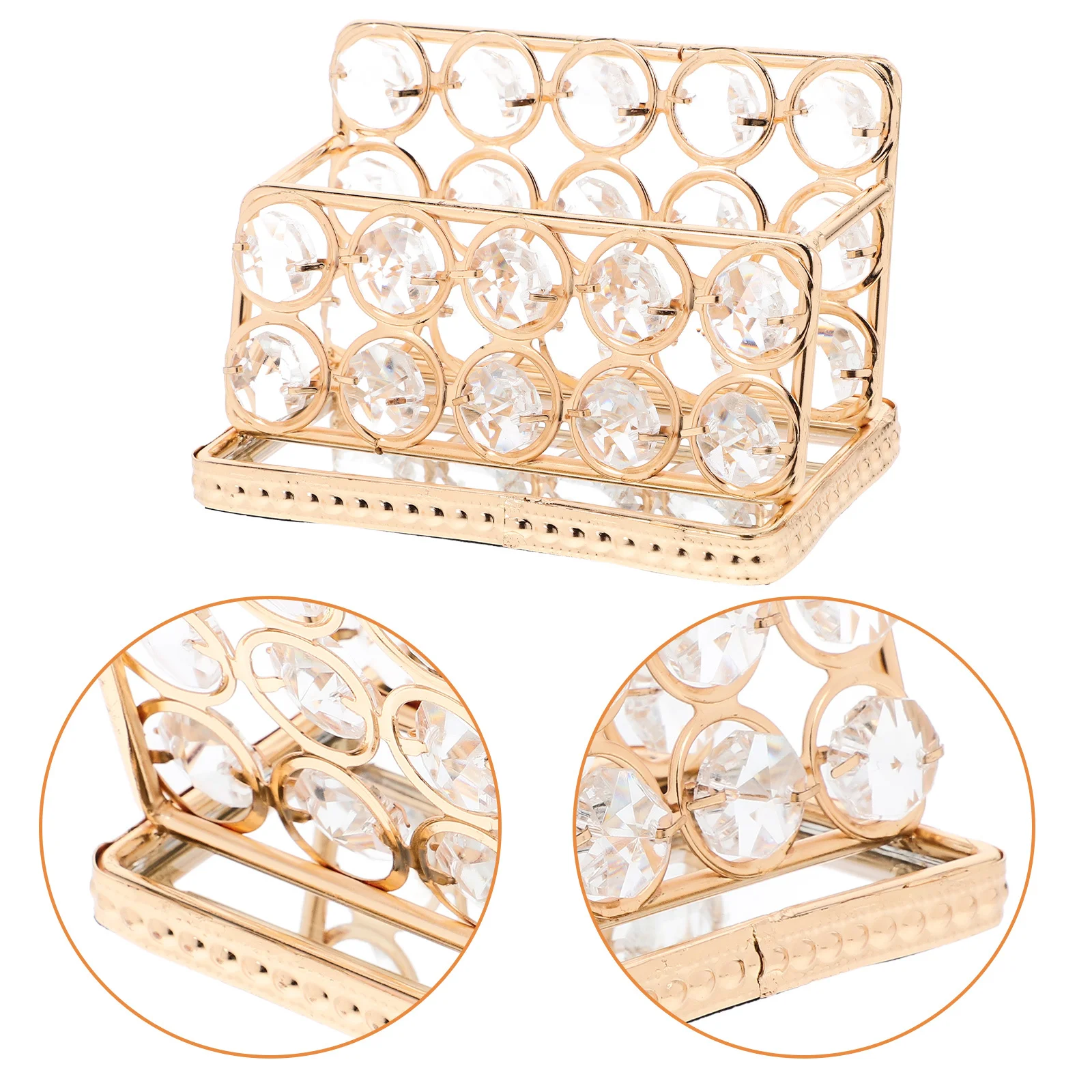 

Business Holder Minimalist Metal Crystal Desktop Organizer Vertical Card Storage Display Stand For Office Home Desk