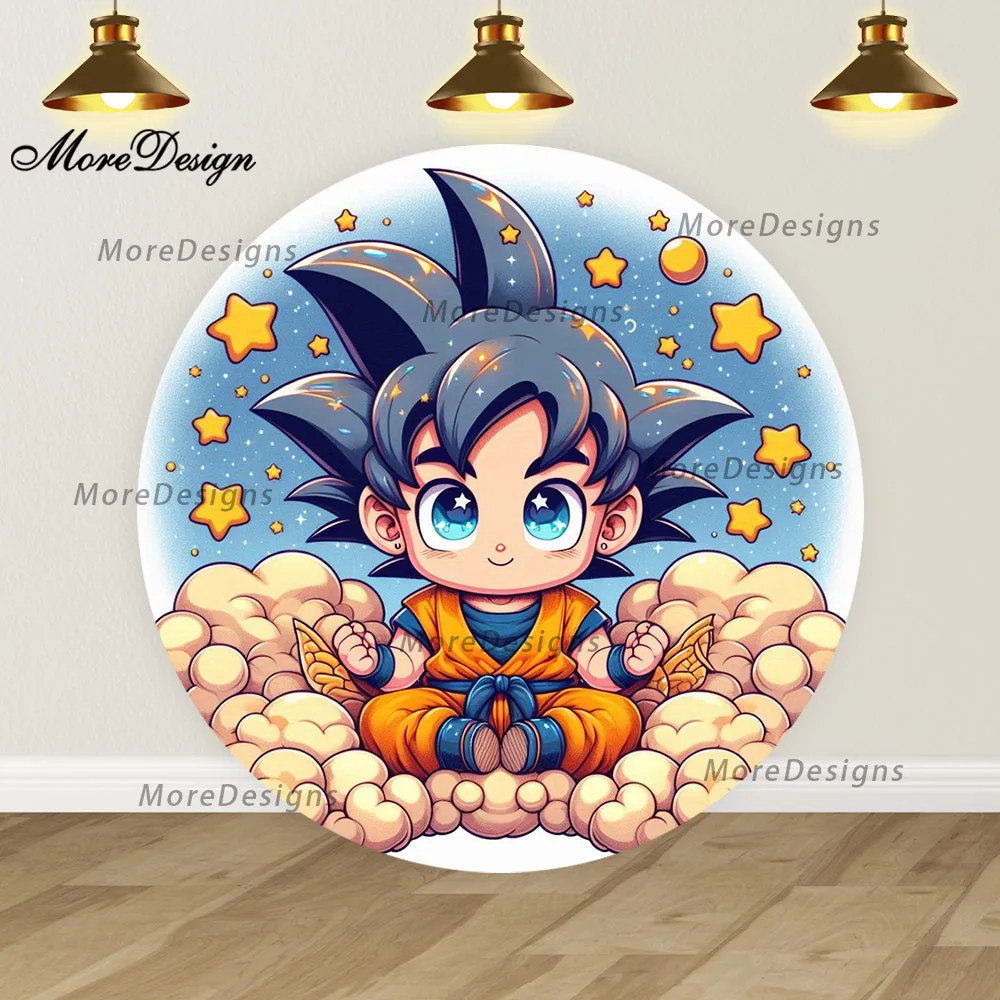 Dragon ball bebê goku capas redondas chá de bebê foto pano de fundo meninos decoração de aniversário dos desenhos animados vinil poliéster foto fundo