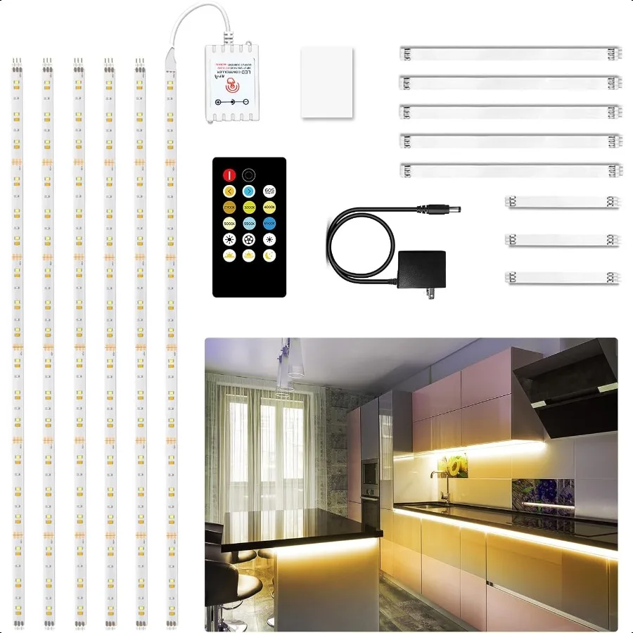 

Under Cabinet Lights 6 PCS Under Cabinet Lighting with Remote Dimmable LED Strip Lights for Bedroom LED Lights for Kitchen Cabi