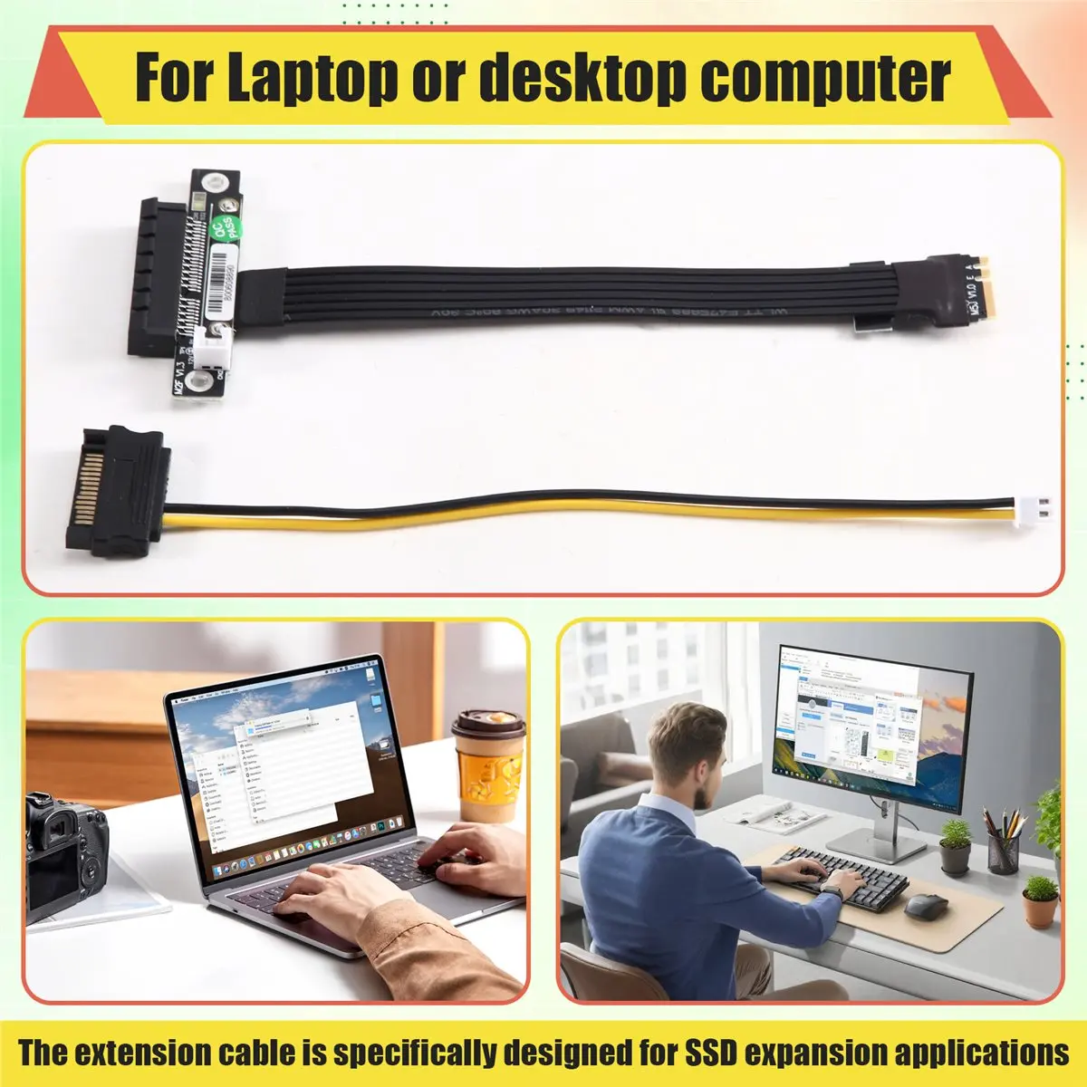 M.2 WiFi Key to PCIe 4.0 X4 Extension Cable Adapter SSD Riser for Laptop Notebook 4x PCI Express Card 15CM