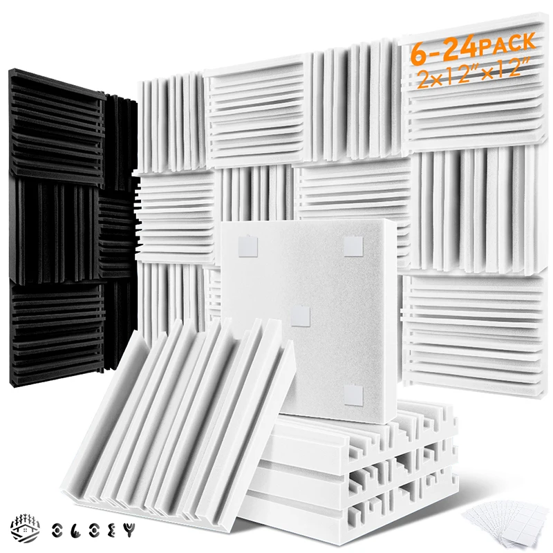 Acoustic Soundproofing 6/12/24 Pcs, Self-adhesive Broadband Wall Panels Wall Sticker, Soundproof Sponge Anti Noise Insulation