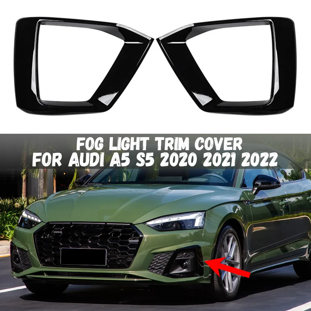 For Audi A5 S5 2020 2021 2022 Car Front Fog Light Trim Cover Fog Lamp Protective Stickers Foglight Frame Decoration