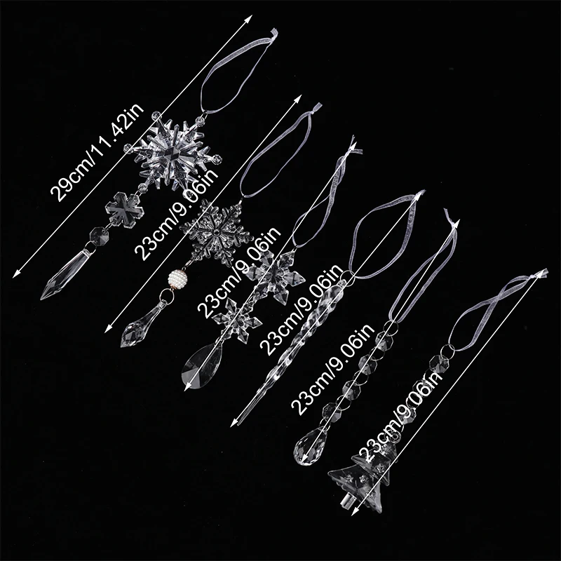 1Pc 2024 Acrylic Snowflake Simulation Ice Pendants Xmas Tree Hanging Ornament Christmas Decorations For Home New Year Gift