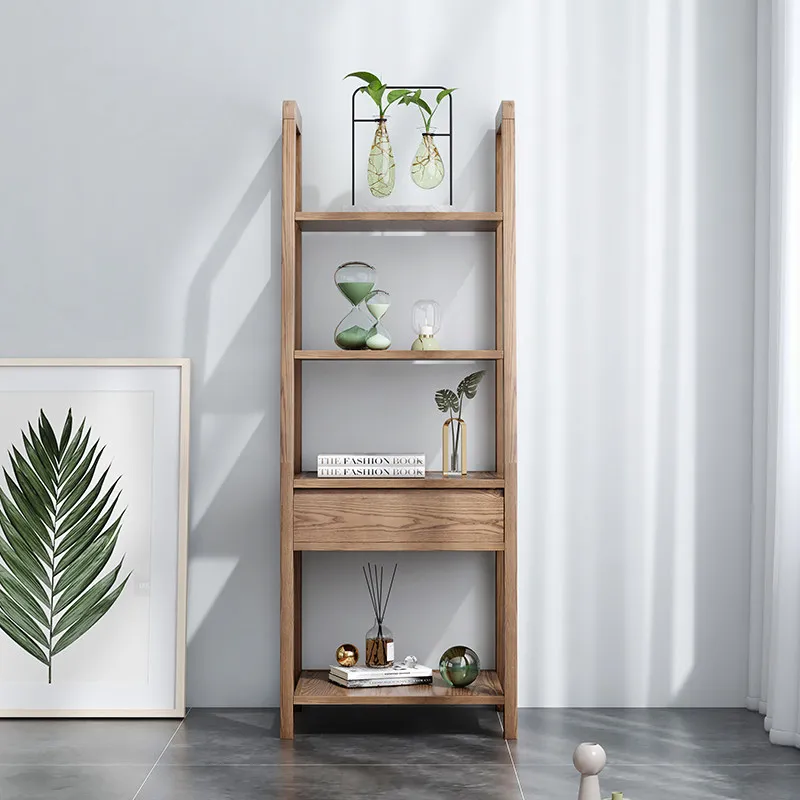 

PYJ Nordic solid wood shelf floor-to-ceiling living room bedroom study office storage rack