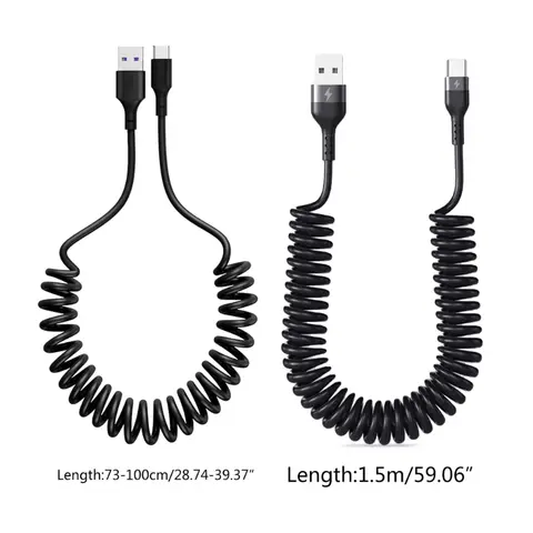 스프링 모양 USB Type-C 케이블 5A Type C 충전기 케이블 엉킴 방지 고속 충전 코드 강력한 USB Type C 케이블 스프링 모양 USB Type-C 케이블 5A Type C 충전기 케이블 엉킴 방지 고속 충전 코드 강력한 USB Type C 케이블
