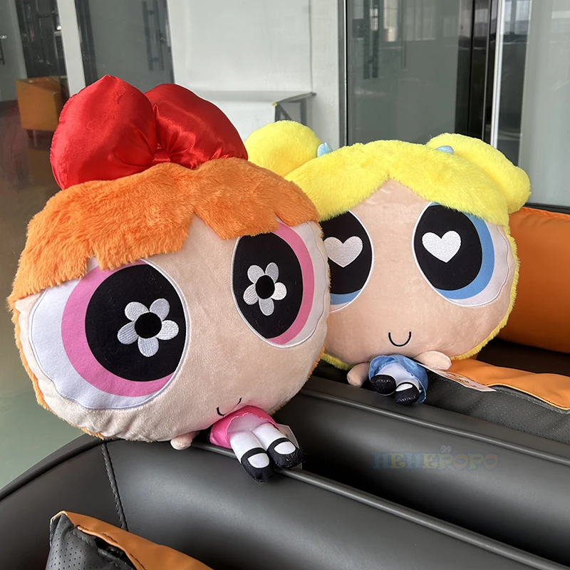 New Big Head 45cm Cartoon Anime Powerpuff Girls Plush Toys Cute Pillow Blossom Buttercup Bubbles Stuffed Plush Dolls