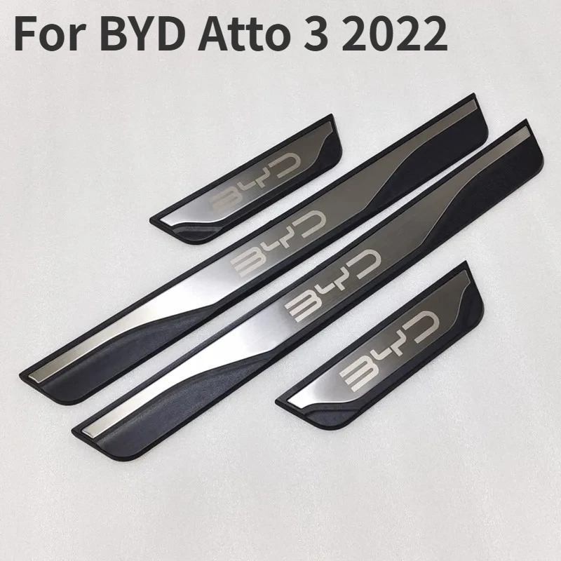 

For BYD Atto 3 2022 Accessory Stainless Door Sill Kick Scuff Plate Guard Pedal Protector Trim Step Cover Car Styling