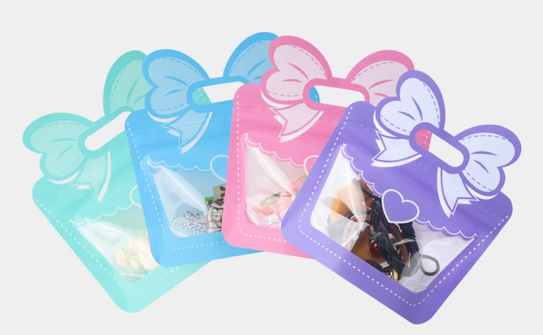 10 Stück Geschenkverpackungsbeutel mit Schleife, niedlicher Stil, Kunststoff, selbstdichtend, für Kinder, Urlaub, Snacks, Süßigkeiten, Aufbewahrung, Cartoon-Schleife, Geschenktüten – Detail 10