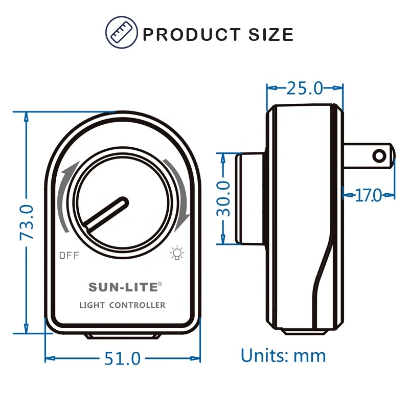 Japanese Standard NEMA 1-15R Rotary Full-range Stepless  Light Controller Dimming Adapter Socket