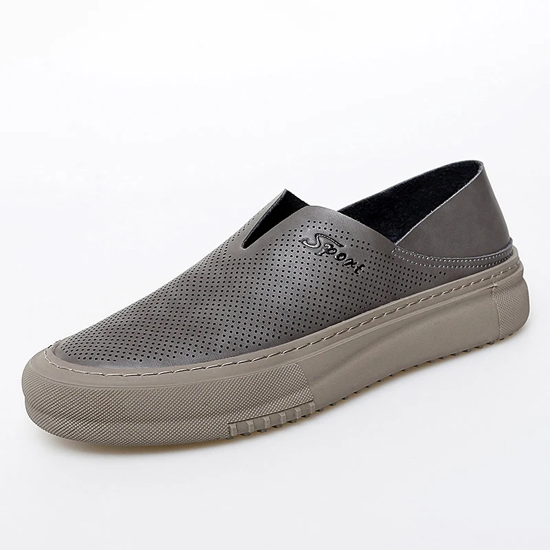 

Leisure Leather Shoes Men Casual Outdoor Sneakers Lightweight Mesh Breathable Leather Shoes Anti Slippery Flats Shoes