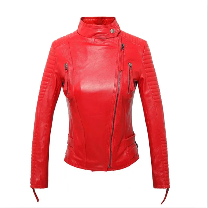 Pelle di pecora Tcyeek vera moto donna in pelle primavera cappotto corto abbigliamento donna giacche Slim Chaquetas