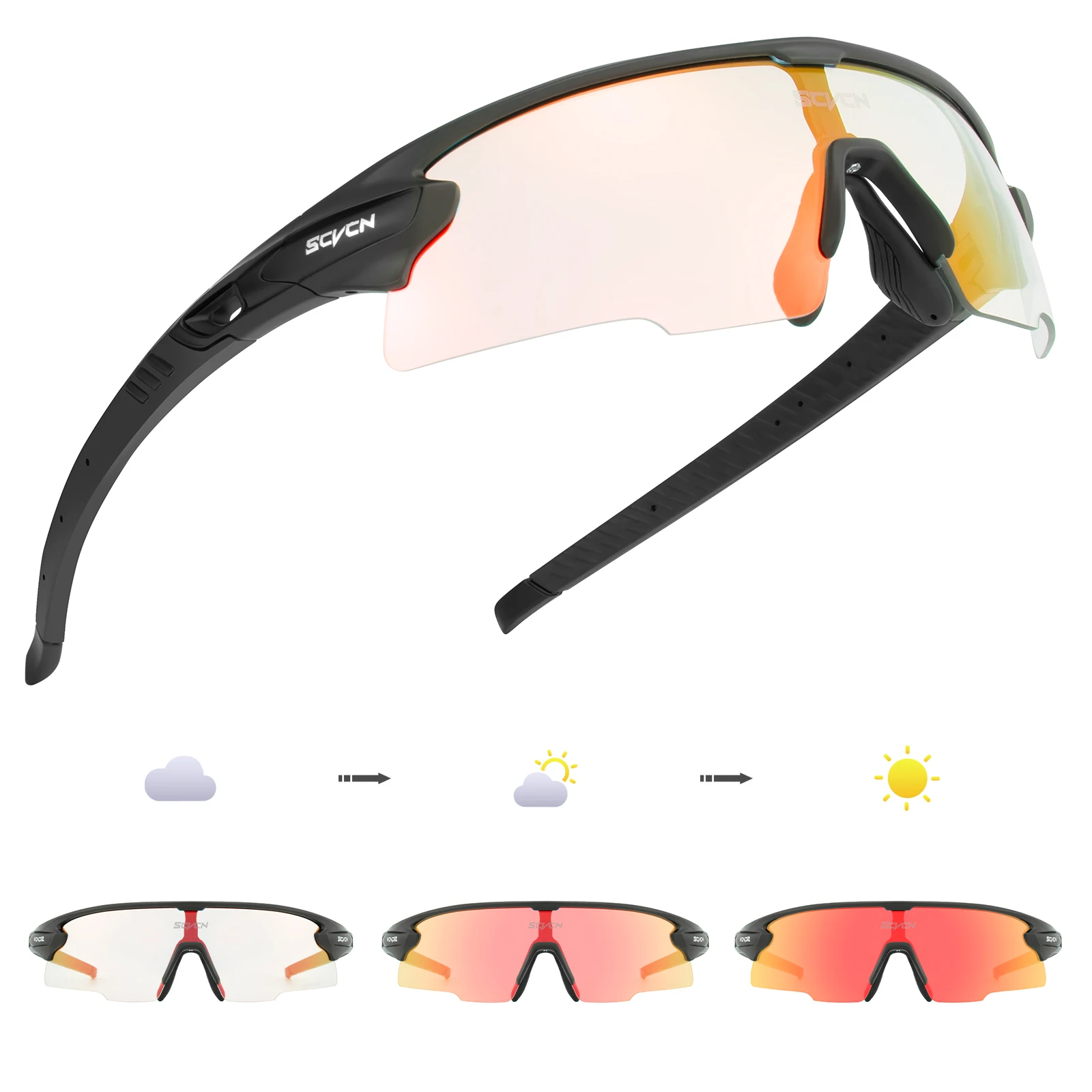 SCVCN Men Outdoor Photochromic Sunglasses Bicycle Cycling Glasses MTB Driving Bike Eyewear Women Sports Hiking UV400 Goggles