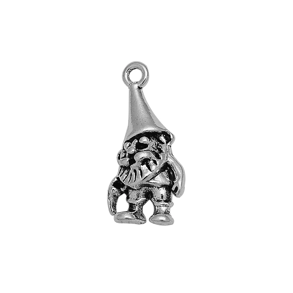 25pcs/lot--22x11mm Antique Silver Plated 3D Dwarfs Charms Christmas Pendants For DIY Supplies Jewelry Making Finding Accessories