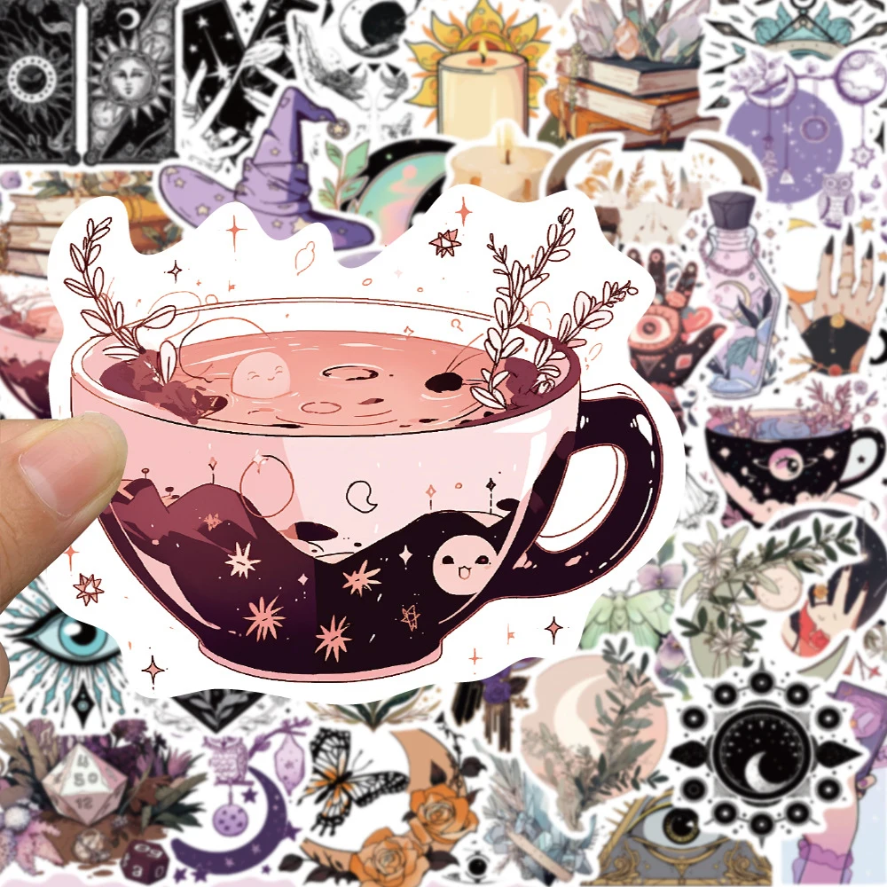 10/30/50pcs Magic Crystal Retro Witch Stickers for Stationery Scrapbook Ipad Craft Supplies DIY Vintage Sticker Scrapbooking