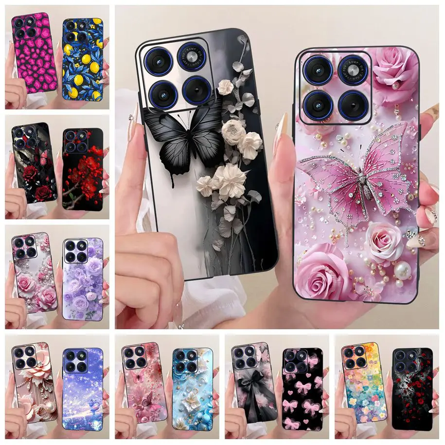 Funda para Motorola Edge 70, cubierta XT2601-2, parachoques de silicona suave con diseño de mariposa y flor, Protector de aire para Motorola Edge70 Moto X70