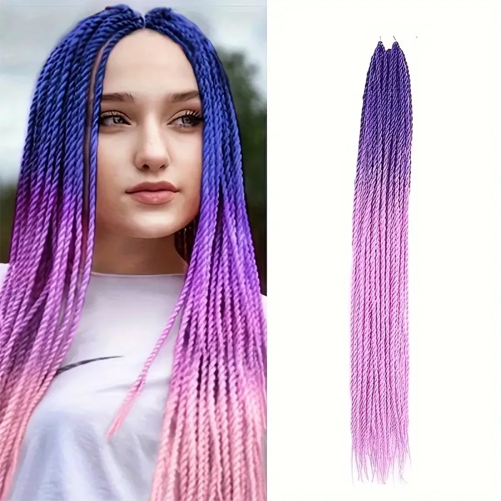 Senegalese Twist Synthetic Extensão do cabelo para meninas, peruca Dreadlocks, Ombre Crochet Tranças, Y2K 24 ", 30 Raiz por pacote