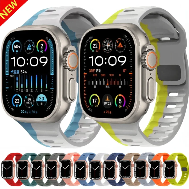 NEUES Silikonarmband für Apple Watch Ultra 3 49 mm 10 11 42/46 mm Sportmode Armband iWatch 9 8 7 6 5 4 SE 45 mm 41 mm 44 mm 40 mm