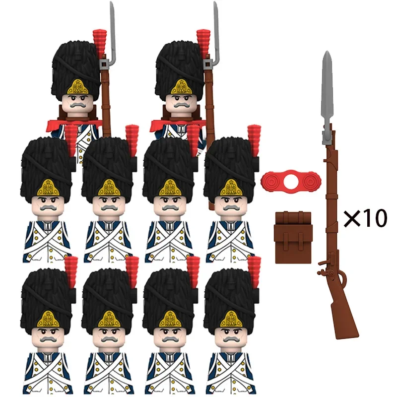 Kids Toys 10Pcs/Lots Napoleonic Wars British Infantry French Grenadiers Dutch Cavalry Military Soldiers Mini Arms Blocks Suits