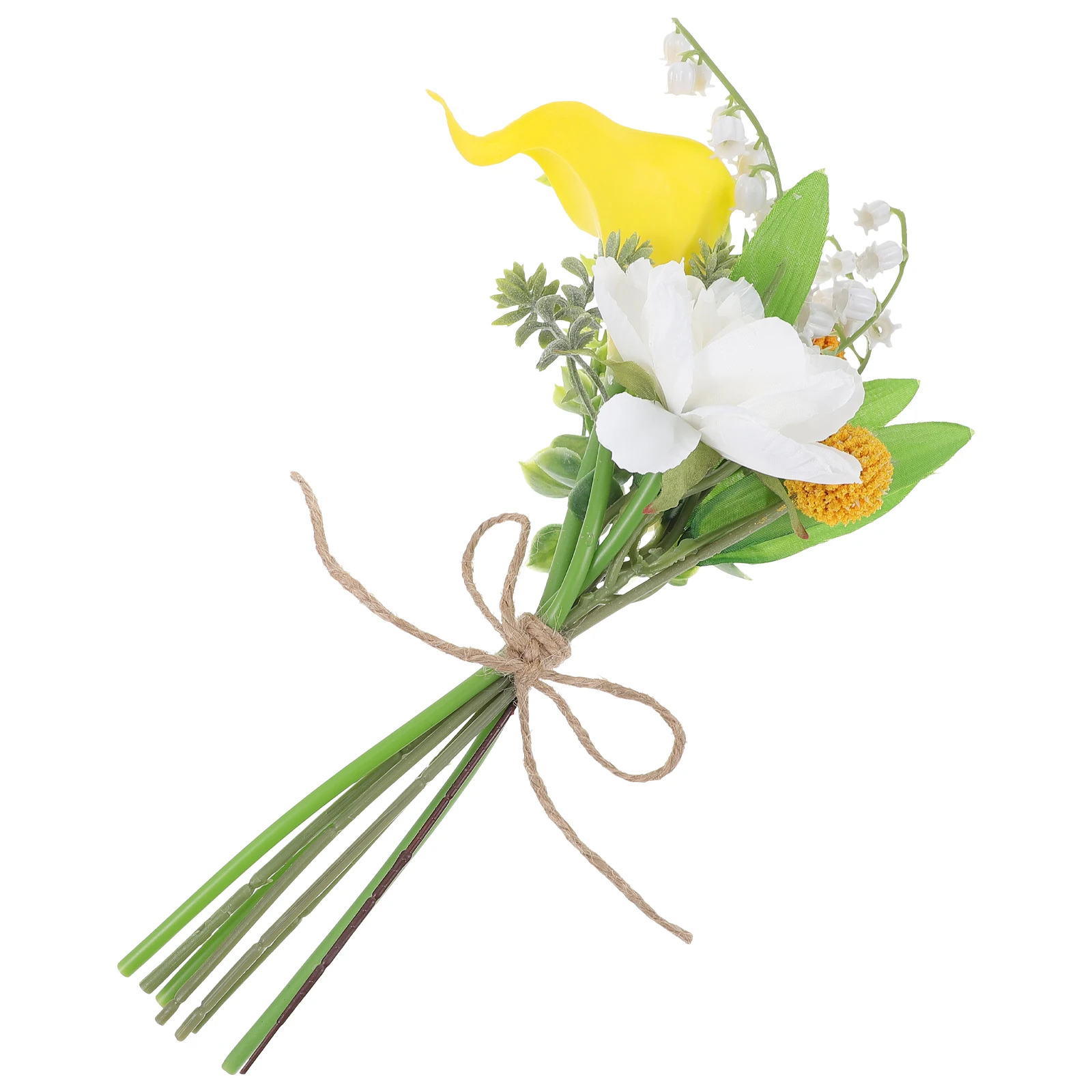 

Artificial Flower Faux Flowers Artificial Bouquet Green Plants Decor Realistic Yellow Rose DIY Wedding Centerpiece