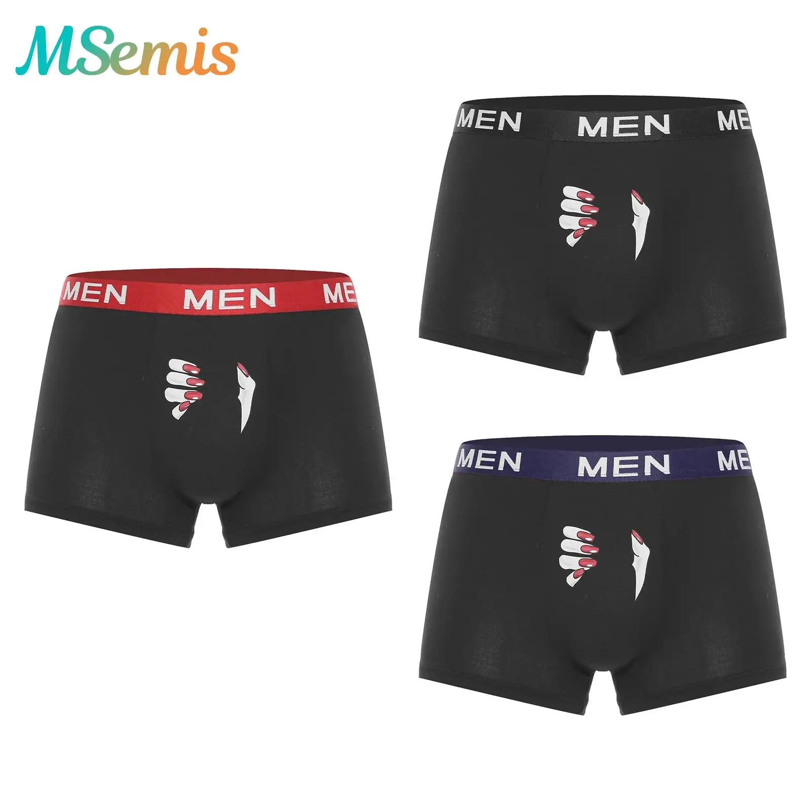 

Комплект из 3 предметов, мужские забавные боксеры Hombre, шорты-боксеры с принтом, шорты-боксеры с эластичной резинкой на талии, выпуклая сумка, эластичное нижнее белье, повседневные трусы