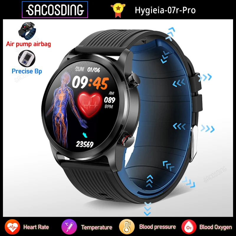 2023New Inflatable Strap Accurately Heart Rate Blood Oxygen Blood Pressure Smart Watch Temperature Health Sports Watch Men Women