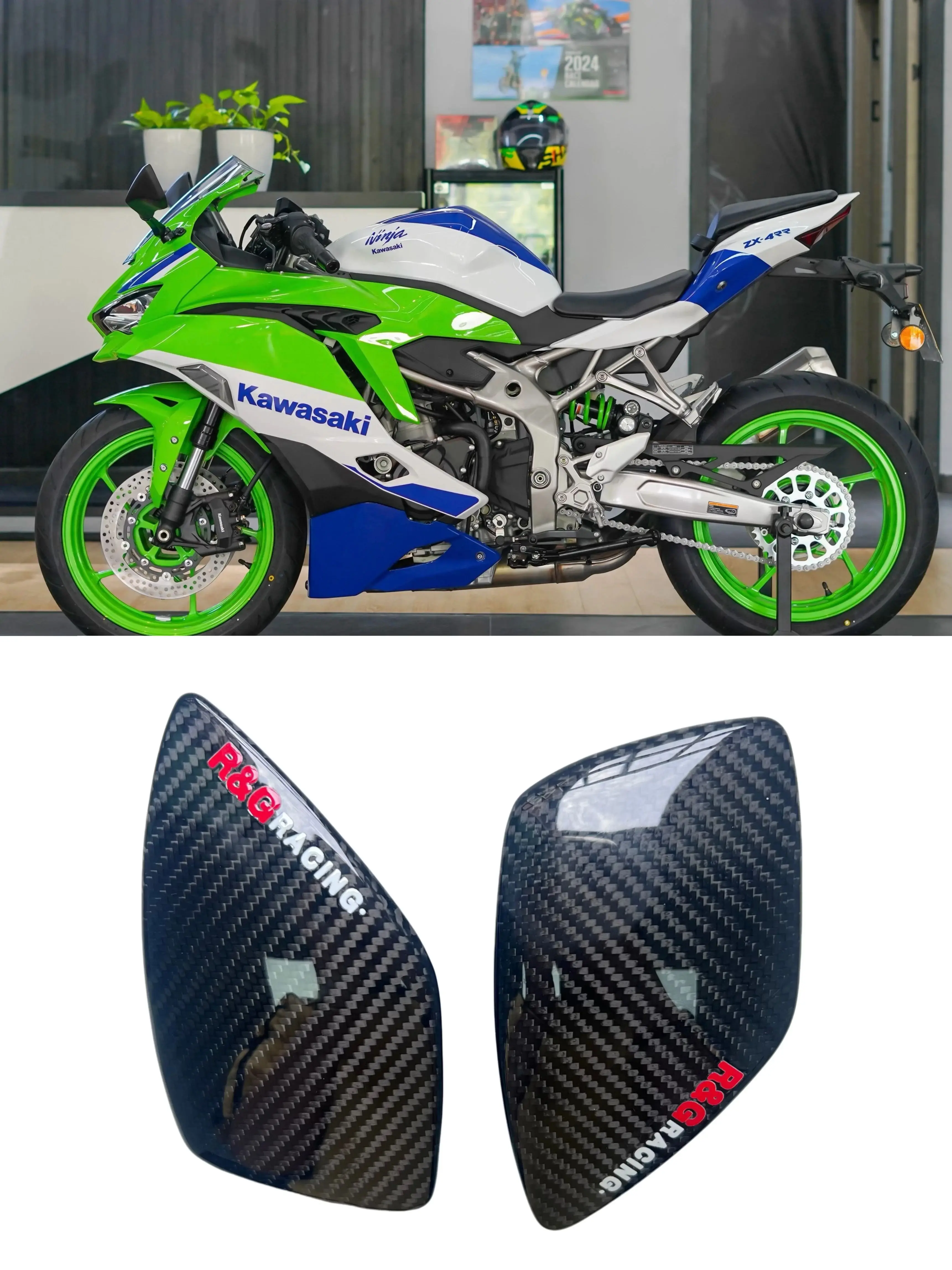 لكاواساكي ZX-4R/RR/25R ألياف الكربون خزان الوقود حالات وقائية دراجة نارية تعديل قذيفة الديكور المتزلجون حامي يغطي
