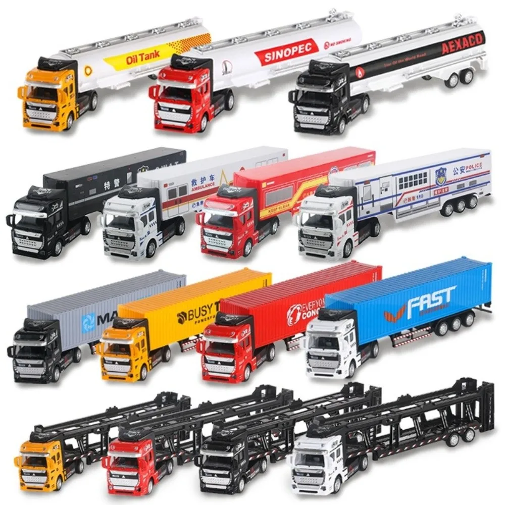 Neue Legierung Diecast Legierung Lkw Wind-Up Transport Pull Back Lkw Container Lkw Engineering Fahrzeug Auto Modell Spielzeug Kinder