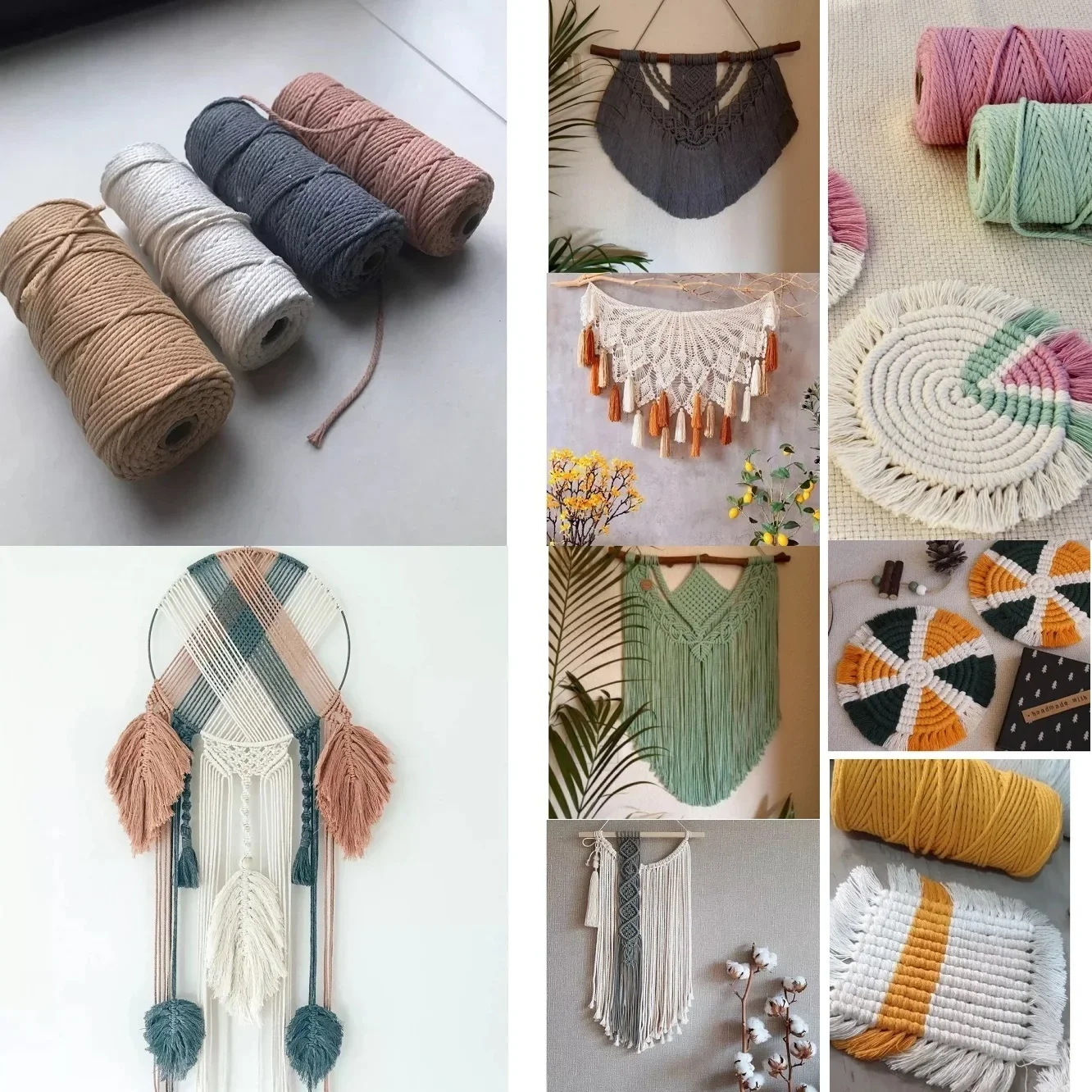 110 ياردة 100% القطن اليدوية بوهو ديكور 3 مللي متر الملونة الحبل حبل الموضوع الملتوية مكرامية سلسلة Diy بها بنفسك ديكور المنزل الزفاف العرض #2