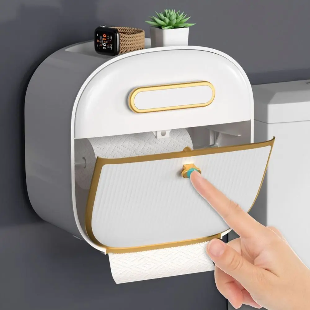 

Waterproof Paper Towel Holder Convenient Installation Tear Resistant Roll Paper Storage Box Multi-function Space-saving