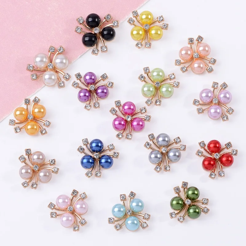 

100Pcs sets spot wholesale color small three pearls flower heart access versatile bridal clothing hair accessories materials