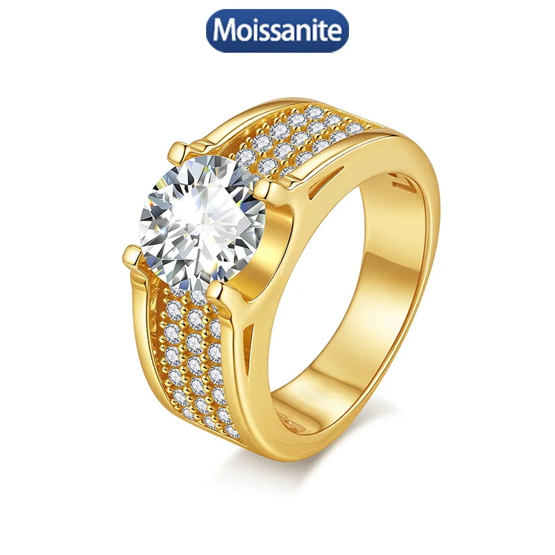 

S925 silver moissanite 3CT hiphop rings GRA certified electroplated 18k gold light luxury exquisite fashion design personalized