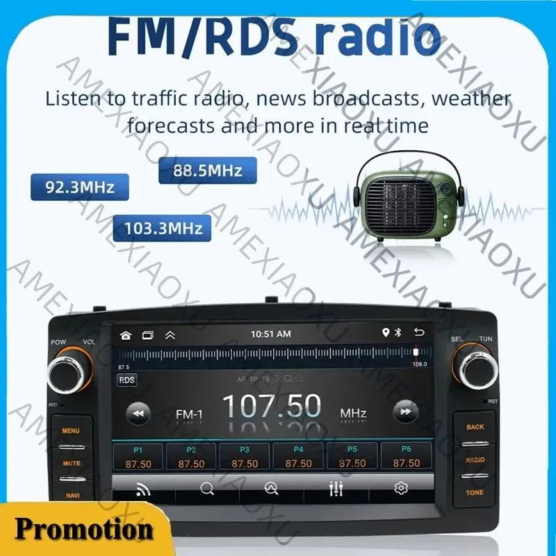 

AMEXIAOXU 7 Inch 2 Din Android Car Radio Multimedia Player Android Auto Carplay For Toyota Corolla E120 2003-2006 BYD F3 2005-2