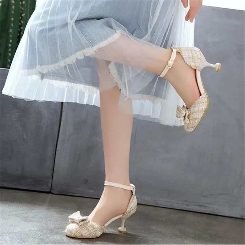 Girls High Heels Princess Shoe  Kids Thin Heel Sandals Kids Wedding Shoe