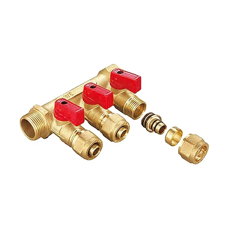 ATV&UTVWholesales 3/4''-1''inch Brass Color Water Distribution Brass Manifold Valve for Floor Heating