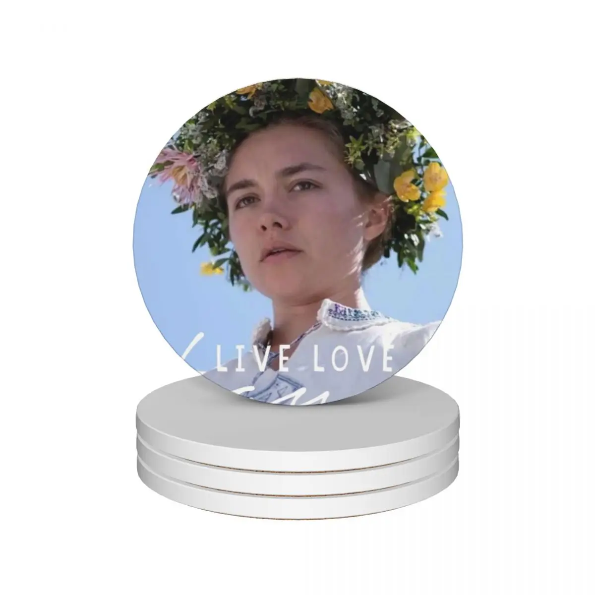 Midsommar-- Live, Love, Laugh Ceramic Coasters (Set of 4) cup set teapot mat for coffee cups Coasters