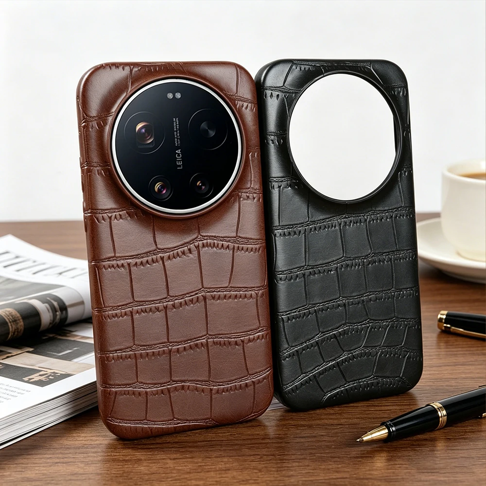 

Premium Crocodile Leather Phone Case For Xiaomi 17 15 Ultra 15T Pro 13T 12T 12s 14T 15s 12 13 11 lite 17 Pro Max Back Cover Case