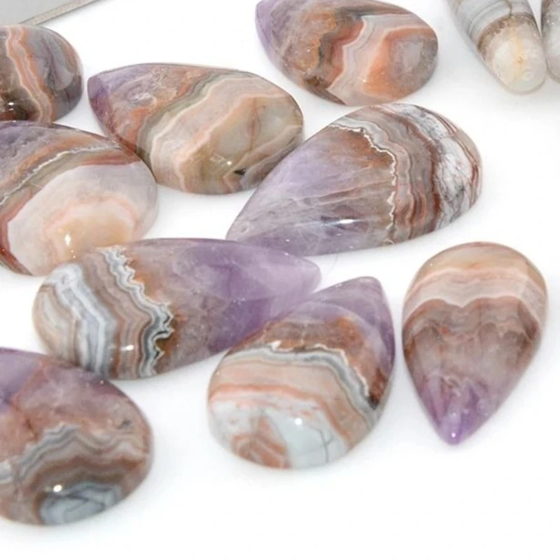 Natural Amethyst Agate Waterdrop Carving 4-6cm Polished Gemstone Craft Home Office Decor