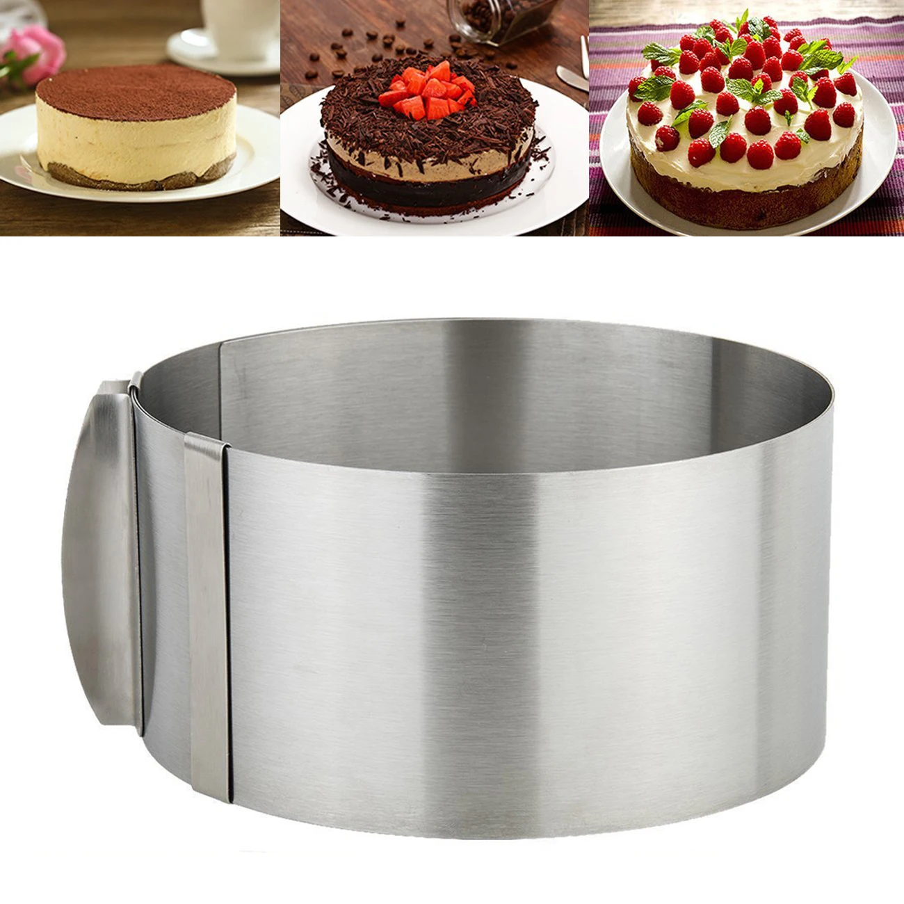 Cake Ring 6 to 30cm Adjustable Round Stainless Steel Cake Mousse Mould Ring Bakeware Tools Cake Decorating Mold Baking Ring