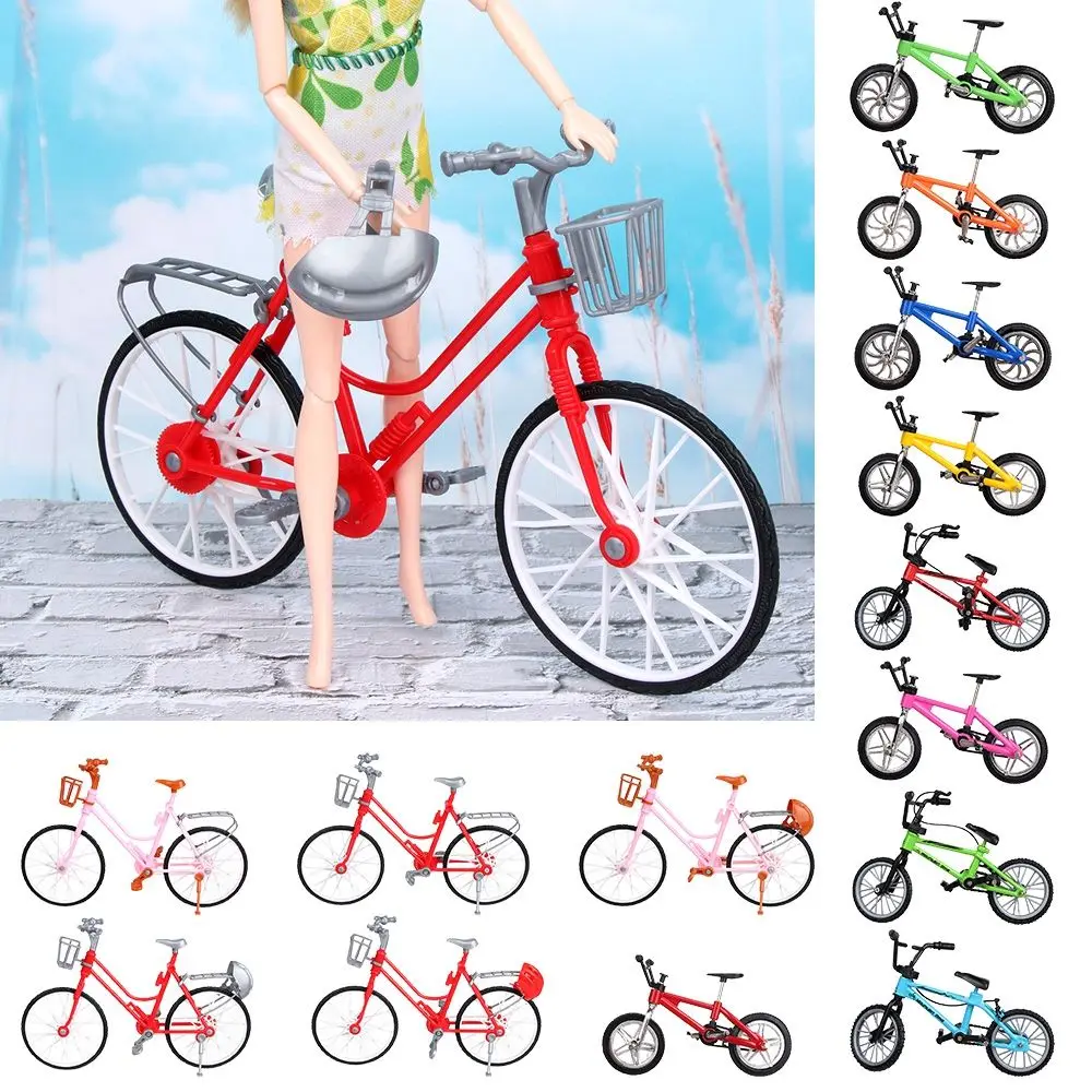 Mixed Style Doll Bikes Pink Green Plastic Bicycle Outdoor Sports Toy for Doll Dollhouse Accessories Kids Christmas Gift Toys