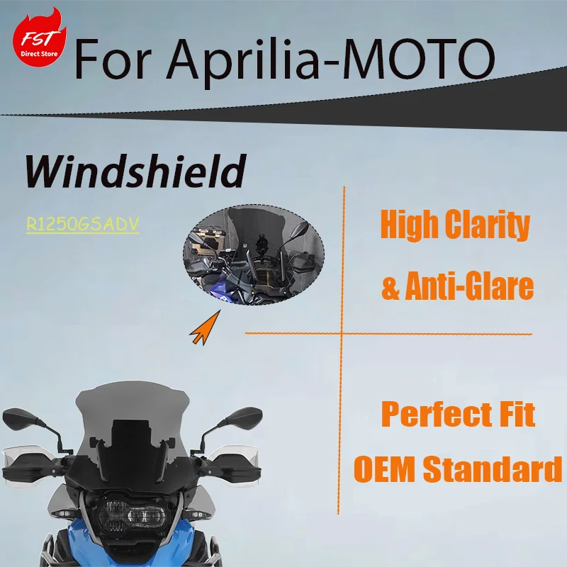 Touring Heightened Wind Deflector for BMW R1250GS R1200GS, Clear Front Windshield Replacement Parts