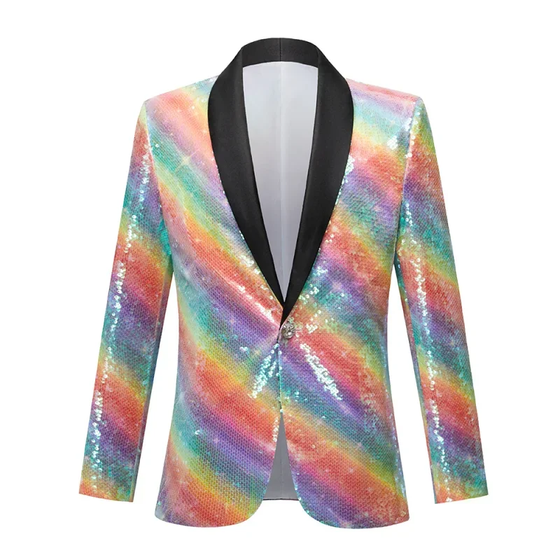 

Men's Suit Colorful Sequins Performance Dress Suit Nightclub Men's Suit Host Fashion Versatile Personalized Coat Suit