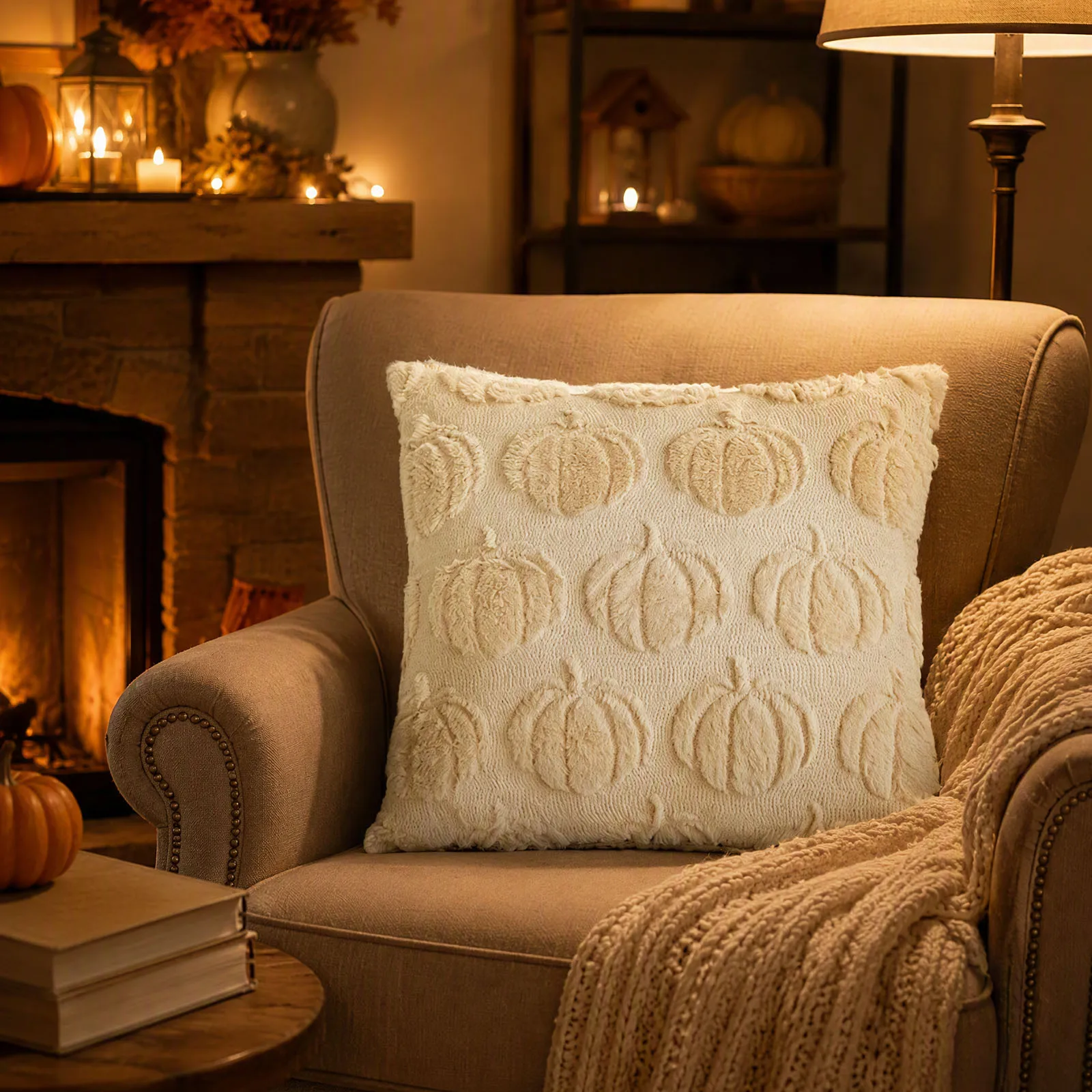 Fall Pillow Cover 18x18 Pumpkin Halloween Decorative Cushion Cover Farmhouse Sofa Couch Autumn Home Decor