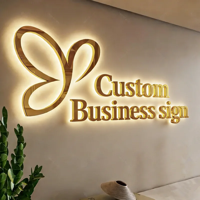 

Illuminated Logo Sign Custom 3D Metal Letters LED Metal Sign Business Signage Outdoor Indoor For Wall Salon Shop Signboard