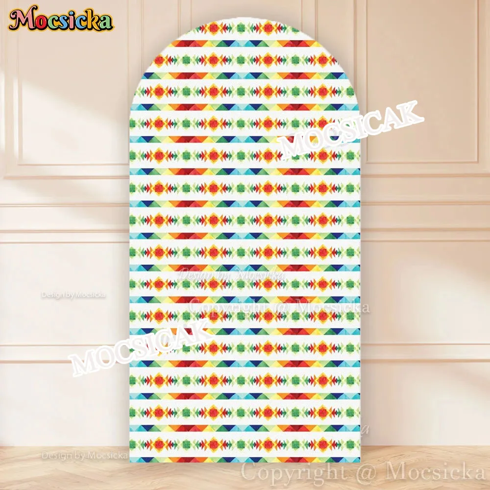 Mocsicka Fiesta Arch Backdrop Cover Photography Cactus Flower Background Double-Sided Mexican Baby Shower Decor Photozone Studio