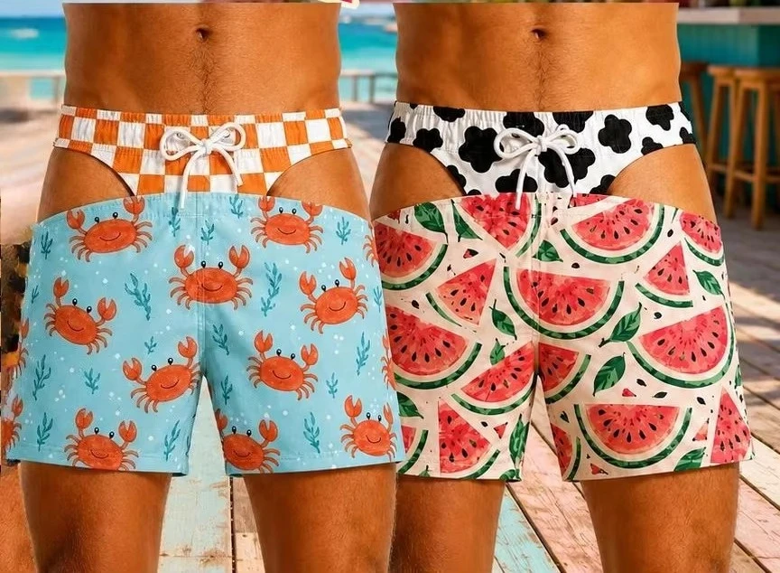 Swim Trunks Personalized Big Booty Gag Gift Funny Hairy Butt Beach Shorts, Bathing Suit Short Pool Party Shorts Family Matching